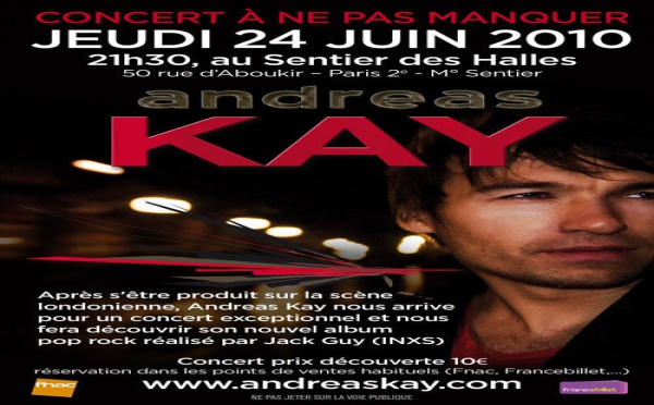 Andreas Kay, découverte pop, en concert à Paris au Sentier des Halles